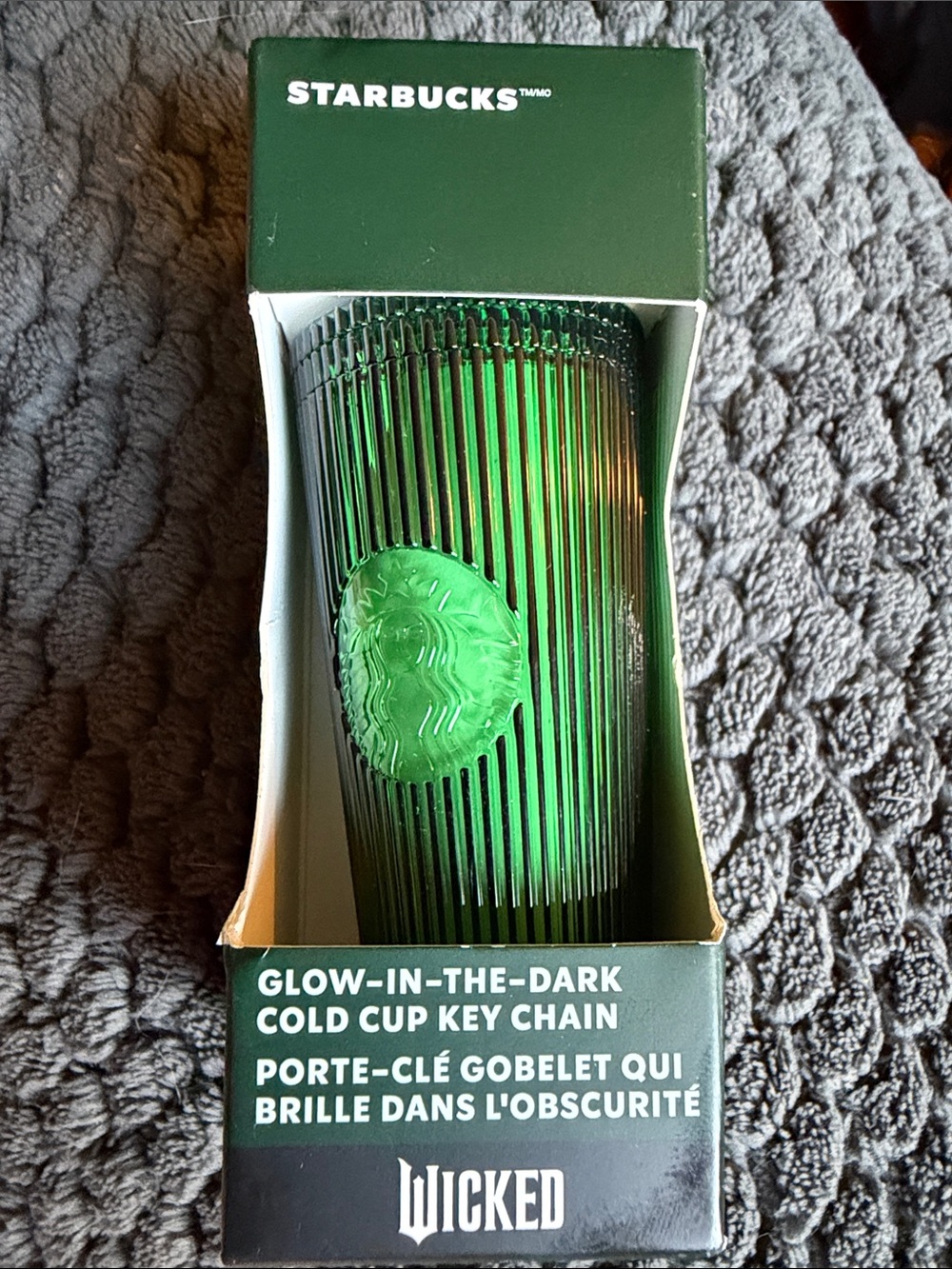 Starbucks WICKED Green Glow in the Dark Cold Cup Keychain